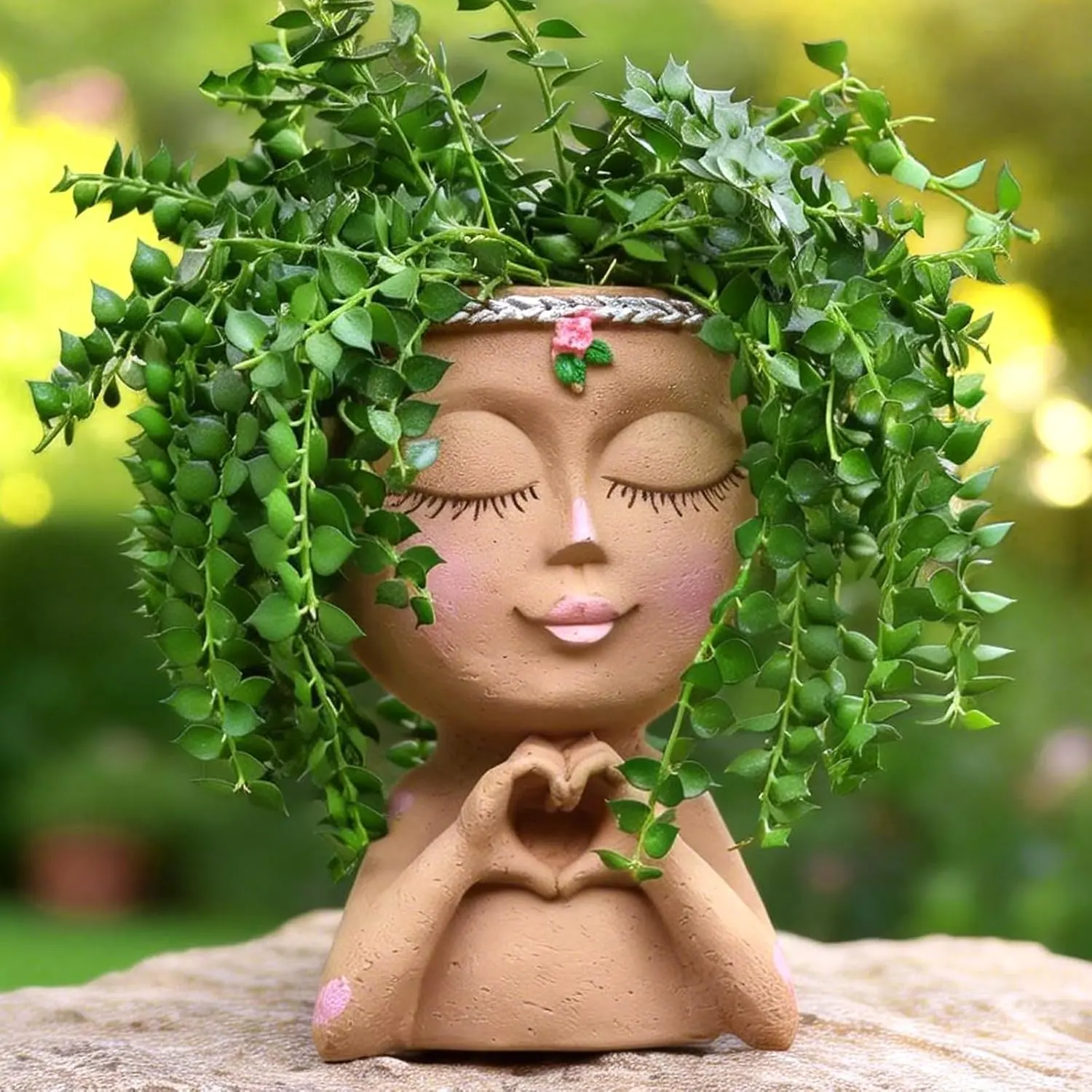 Whimsical Resin Flower Pot with Heart Hands and Drainage Hole - Resin Planters, Whimsical Home Decor, Sculptural Indoor Succulent Holder, Unique Party Gift