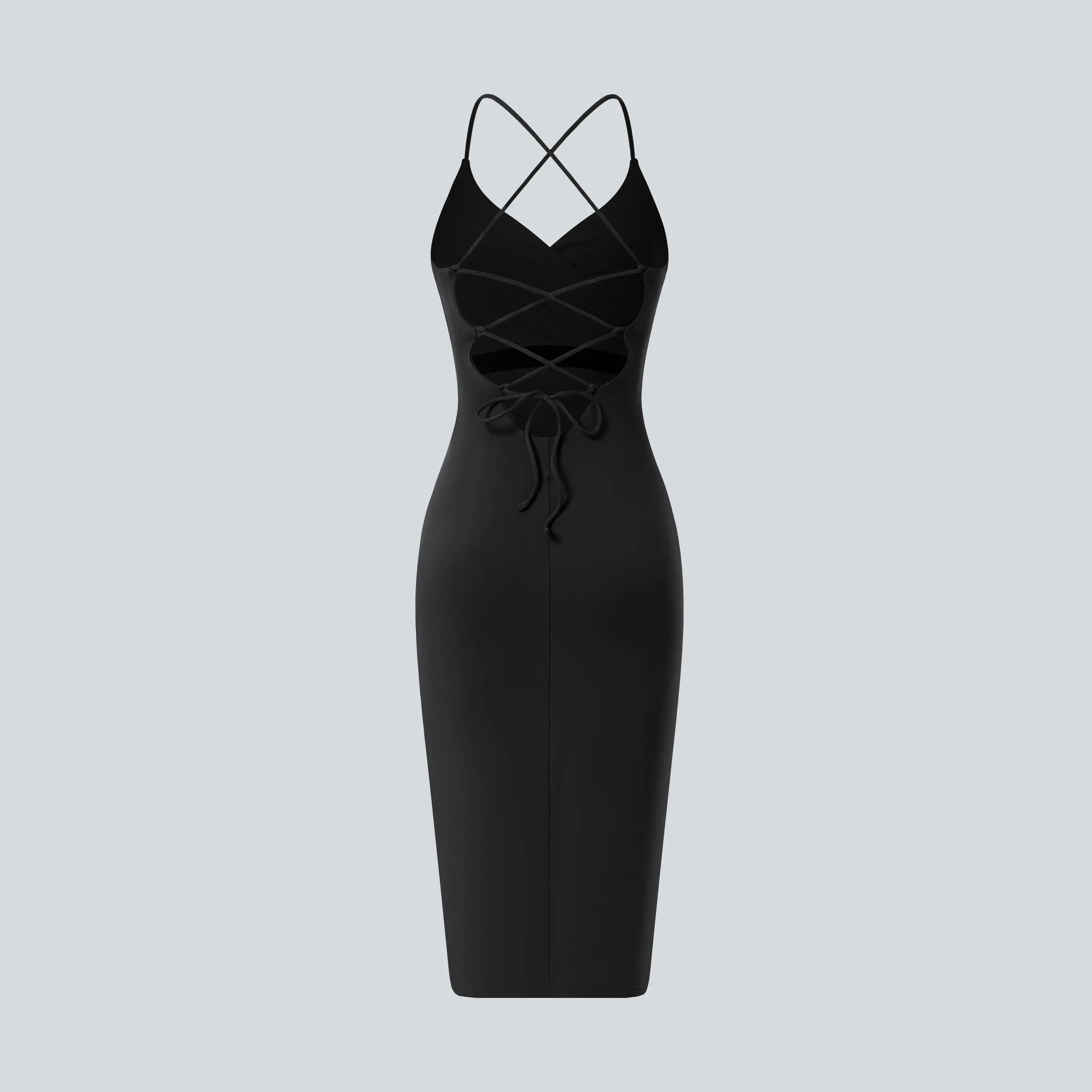 Halara Softlyzero Airy Crossover Ruched Backless Lace-Up Split Bodycon Dress  - Cool Touch, UPF50+, for Bridesmaids & Wedding Guests - TikTok Shop