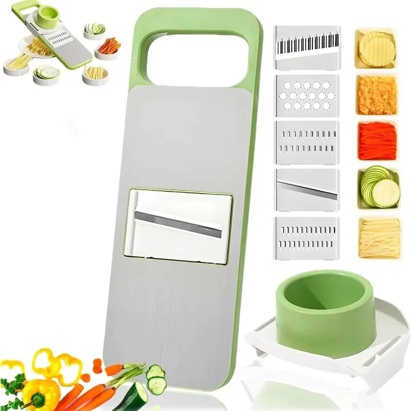 7pcs of Stainless Steel Accessories One-click Switching Slicing/shredding/grating, Potatoes/carrots/cucumbers Are Easily Handled, and You Can Produce Even Dishes Without Practicing Knives