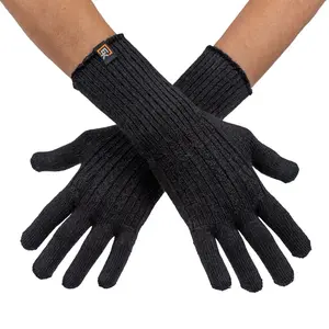 Alpaca Cable Knit Gloves - Super Soft Baby Alpaca - Made in the USA - Small - Black