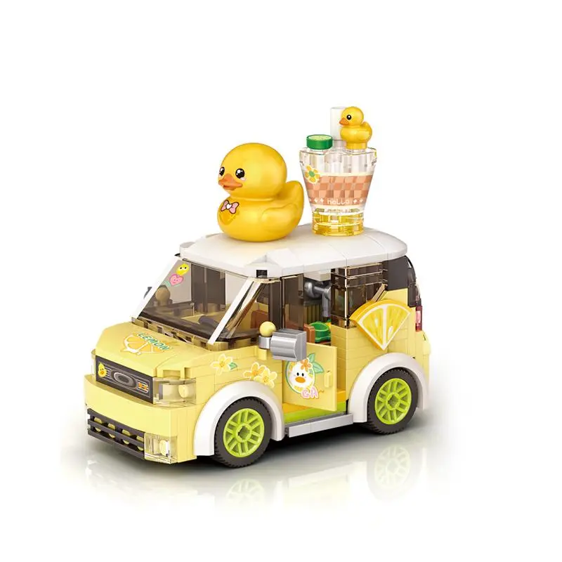 Cartoon Duck Design Car Building Blocks Model (260pcs/set), Room Decoration Ornaments, Creative Building Blocks for Gift, Building Sets, Building Blocks Kit