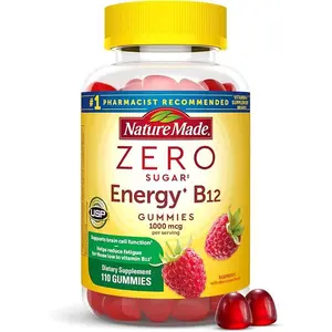 Nature Made Zero Sugar Energy Vitamin B12 Gummies 1000 mcg per Serving, B12 Vitamin, Energy Metabolism Support, Aspartame Free, 110 Sugar Free Gummies, 55 Day Supply