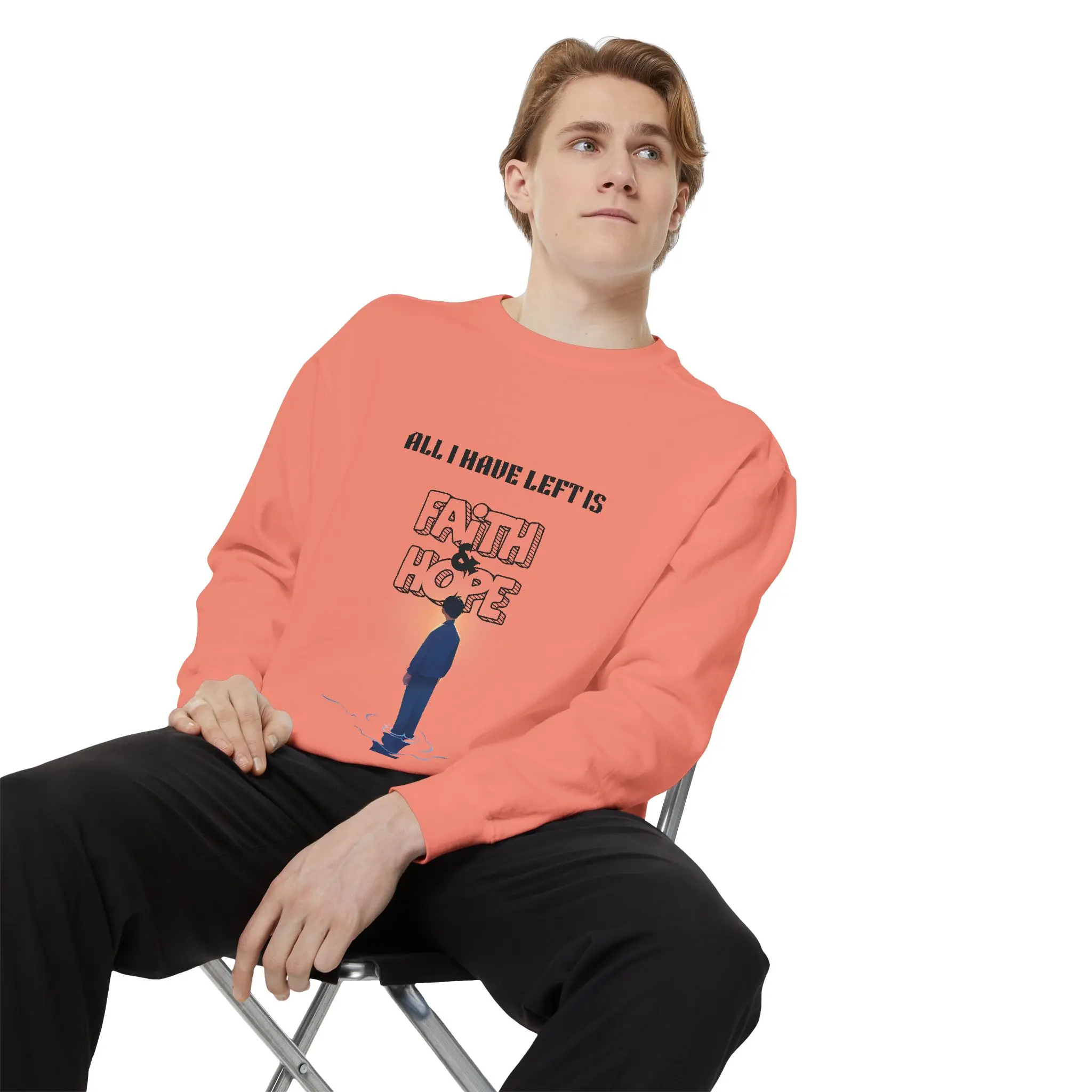 Unisex Faith & Hope Sweatshirt - Cozy Garment-Dyed Apparel, Inspirational Gift for Friends, Casual Outfit, Thoughtful Present
