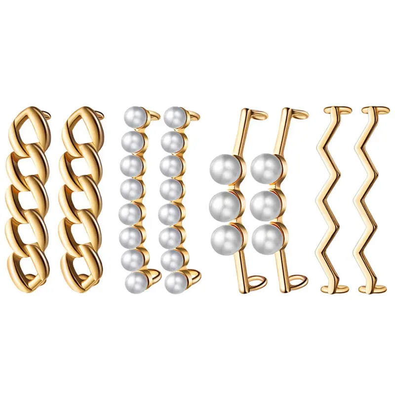 8Pcs Faux Pearl Footwear Shoelace Buckles, Decorative Clips, DIY Charms for Sneakers, Sports Accessories