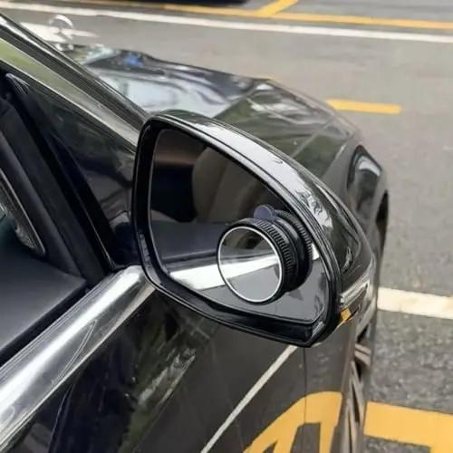 Joytutus 2-Piece Car Blind Spot Mirrors — 2-Inch Round HD Convex Rearview Mirrors, 360° Wide-Angle Suction-Mount Design with Rain Visors, Universal Fit for SUVs & Trucks (Black)