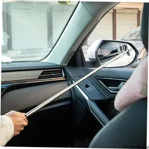 Retractable Car Rearview Mirror Wiper, Long Handle Portable Mini Glass Squeegee, Universal Side Mirror Cleaning Tool, Fog Rain Water Remover for Car Window (Black)