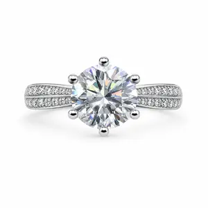 J-017WZ-LuxeStone 2CT D VVS1 Moissanite Ring - Hypoallergenic Stainless Steel Wedding Band