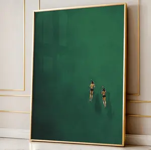 Swimming In Green Abstract Painting, Green Water Vintage Wall Art, Green Retro Holiday Art, Minimalist Green Art, Digital Gift