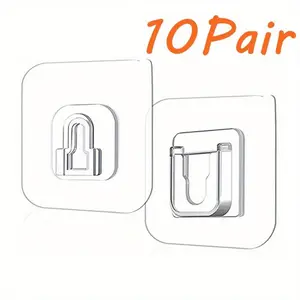 Strong Sticky Wall Hooks with Transparent Double-Sided Adhesive, Space-Saving Suction Storage Solution for Kitchen & Bathroom, Practical Multi-Use Hooks