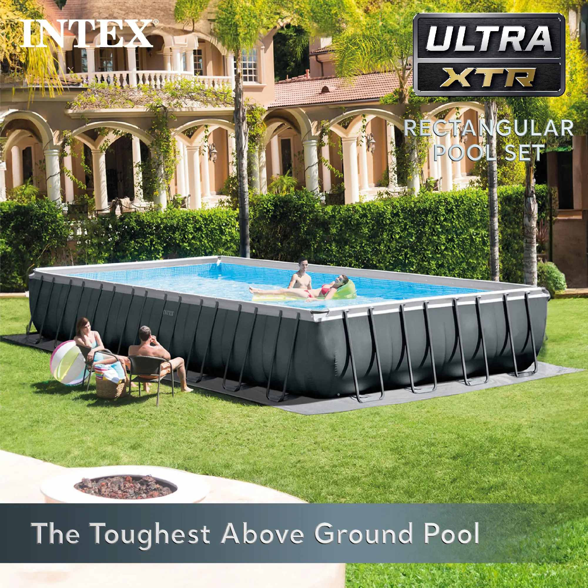 INTEX 26373EH Ultra XTR Deluxe Rectangular Above Ground Swimming Pool Set: 32ft x 16ft x 52in – Includes 2800 GPH Sand Filter Pump – SuperTough Puncture Resistant – Rust Resistant – Easy to Assemble