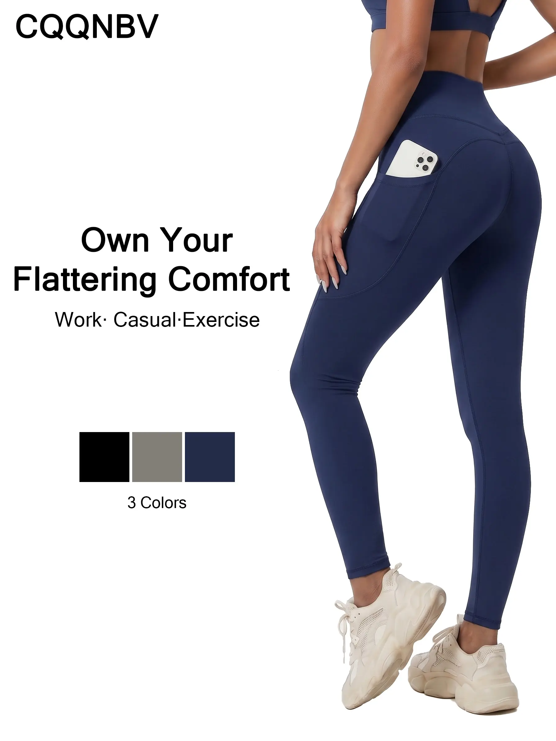CQQNBV Leggings for Women, High Waisted Scrunch Butt Lifting Yoga Pants with Tummy Control and Pockets, Skinny Cut Polyester Blend Exercise Wear, Female, Machine Wash, Yoga Running