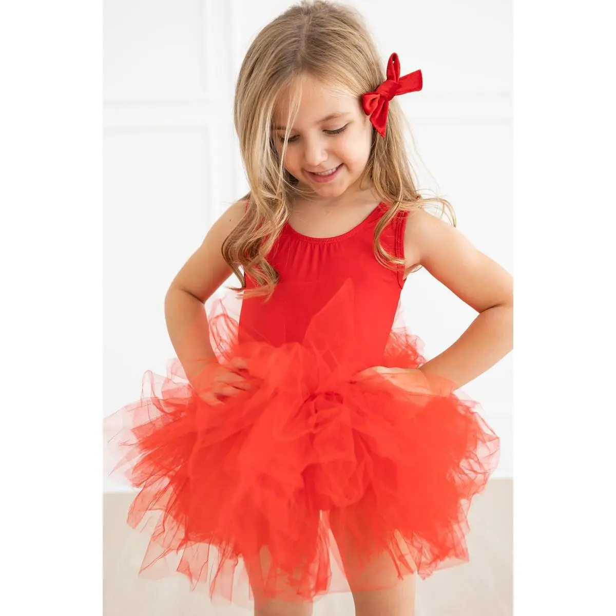 Red Tank Tutu Leotard - Sleeveless Baby Girl Frock with Attached Skirt - Fancy Summer Outfit for Toddlers & Kids - For Dance, Party, Outdoor & Casual Wear - Kids Fashion