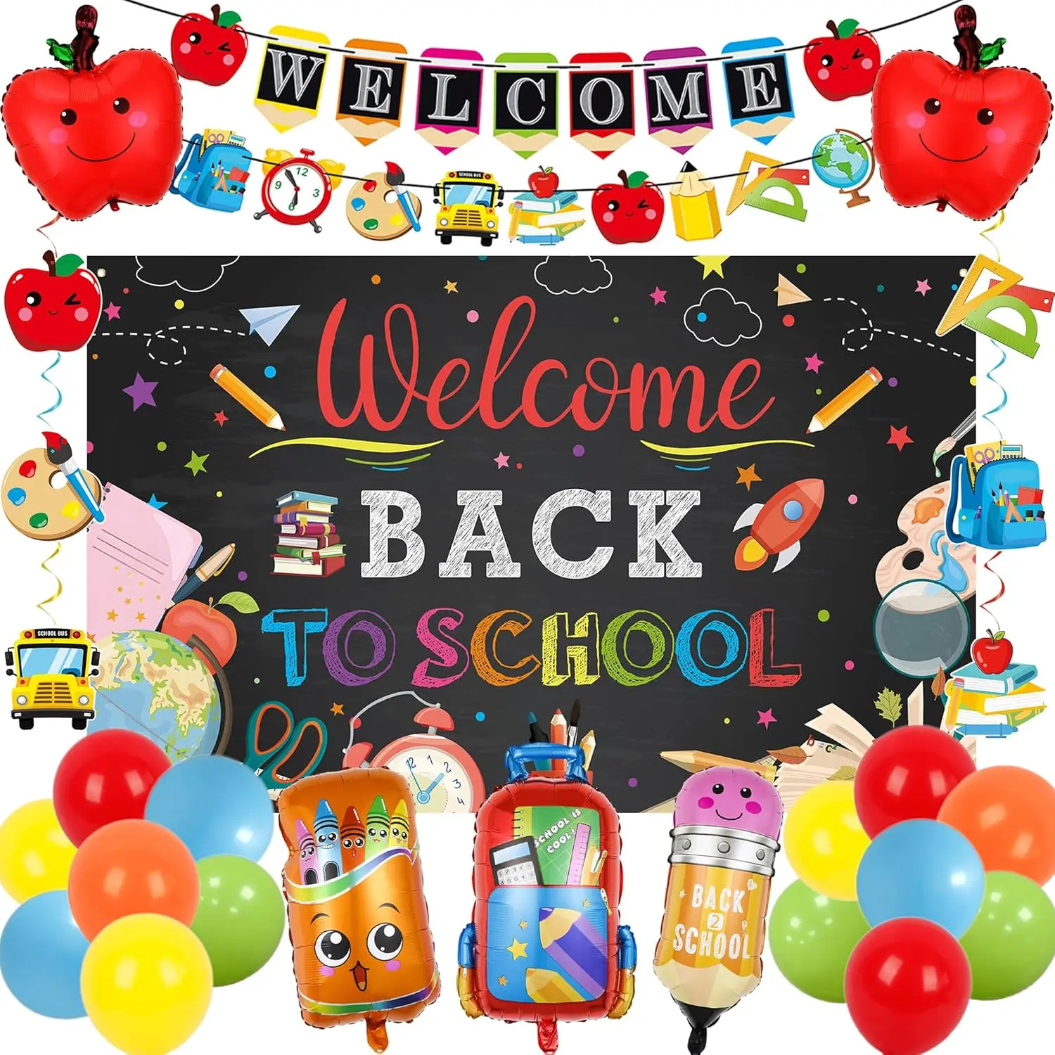 Welcome Back to School Banner, Large First Day of School Classroom Decorations, Colorful Welcome to Kindergarten Banner, Back to School Decor for Classroom, School Hallway, Bulletin Board & Teacher Supplies