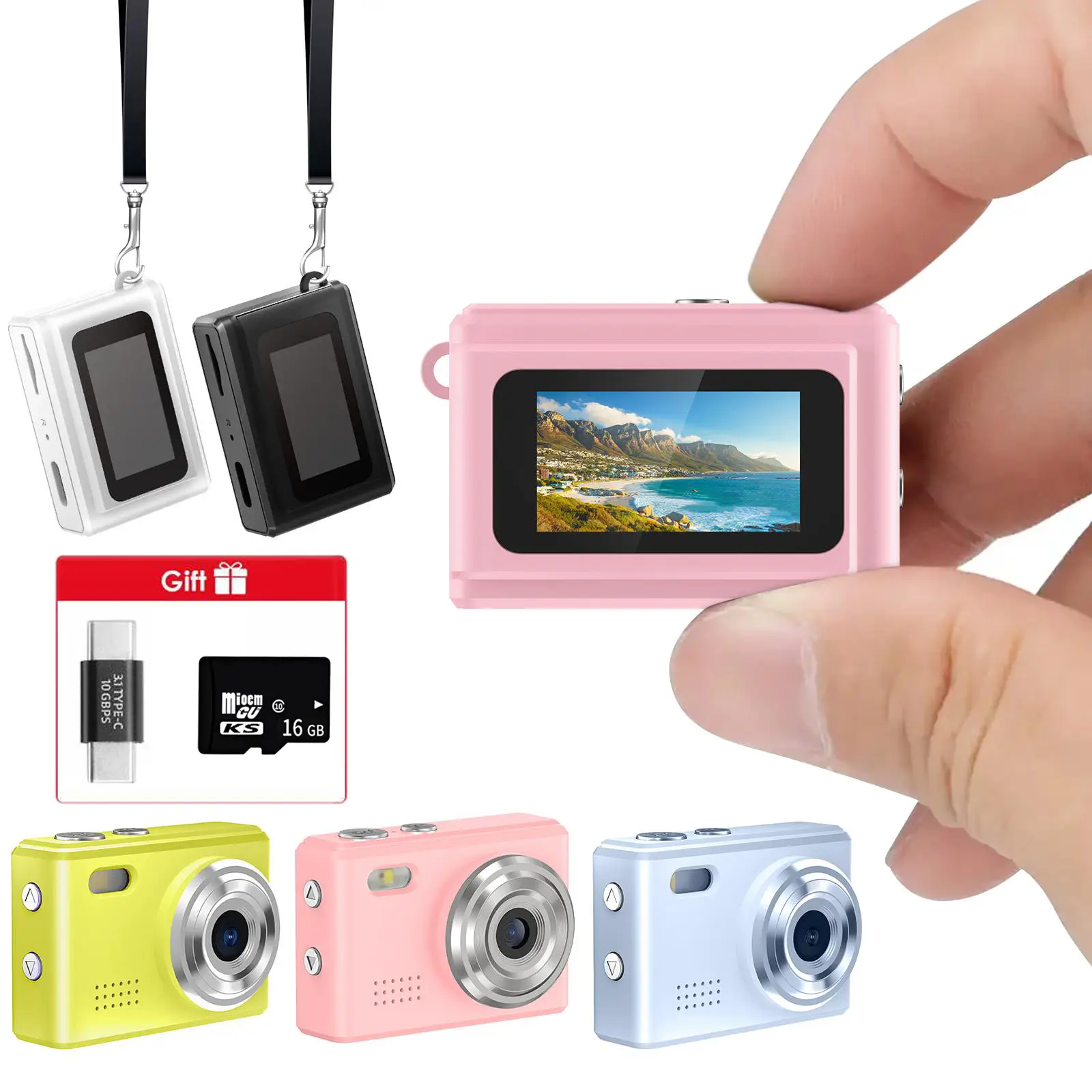 Mini vintage camera, Key chain Camera,compact and exquisite retro small digital camera recorder with LED flash, portable travel thumb camera for life