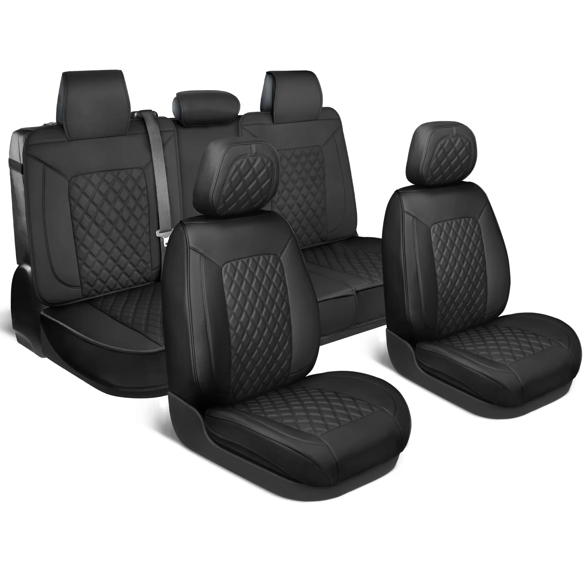 MotorBox Prestige Edition Napa Leather Seat Covers Full Set – Car Seat Covers Front Seats and Back Car Seat Protector, Waterproof and Universal Fit for Most Small to Medium Autos, Trucks & SUVs