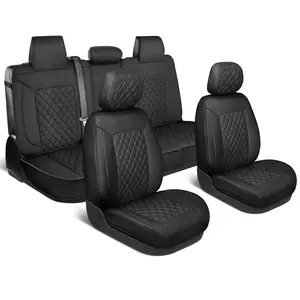 MotorBox Prestige Edition Napa Leather Seat Covers Full Set – Car Seat Covers Front Seats and Back Car Seat Protector, Waterproof and Universal Fit for Most Small to Medium Autos, Trucks & SUVs