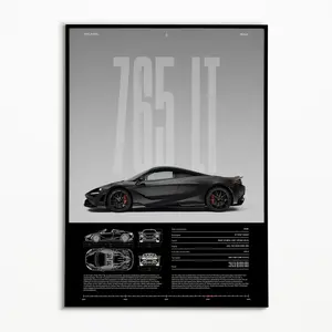 McLaren 765LT Poster | Physical Print | Hyper Car Art Print | 11x17 Inches | Premium Card Stock | Home Decor Ornaments | Room Decoration