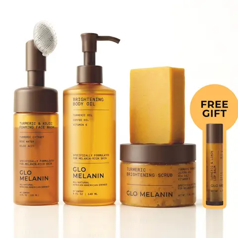 Glo Melanin Head to Toe Glow Bundle | Brightening Routine for Melanin-Rich Skin + FREE Lip Balm