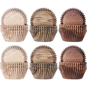 300 count Woodland Cupcake Liners Wrappers  grain  Cupcake Cups Paper Brown Muffin Baking Liners Holders for Bridal Showers Wedding Holiday Birthday Party Decorations