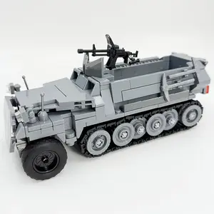 436pcs Half-Track Armored Vehicle Building Set, Military Tank Model with Gun Platform, Educational Toy for Kids, Abs Material, Christmas Gift, Building Block Sets