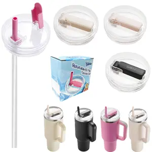 Insulated DIPESI 40oz Stanley Quencher insulated mug lid replacement pack, leak-proof flip-top straw lid, dishwasher safe Stanley insulated mug accessories (4 options available)