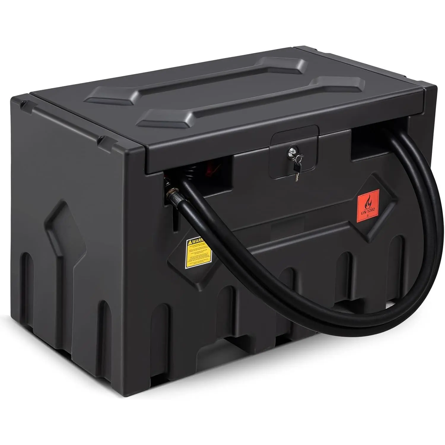 Portable 52 Gallon Fuel Tank with 12V Electric Pump 15ft Hose 10.6GPM Flow Rate for Diesel Easy Transportation Black
