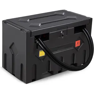 Portable 52 Gallon Fuel Tank with 12V Electric Pump 15ft Hose 10.6GPM Flow Rate for Diesel Easy Transportation Black