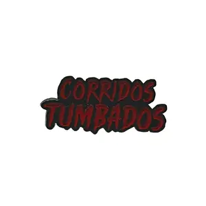 Corridos Tumbados New Era Hat Pin with Red Text and Black Border