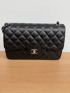 Pre-owned lamb Shoulder Bags chanel CF medium size，double flap silver metal