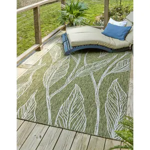 Green Outdoor Botanical Rug