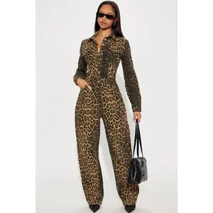 Thrill Seeker Barrel Leg Jumpsuit - Leopard C