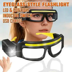 1pc LED Multi-Function Flashlight, Sensor-Equipped Headlamp, LED Long-Range & COB Flood Lighting, USB Rechargeable Torch, Bright Hands-Free Work Light, 5 Lighting Modes, Ideal for Maintenance, Camping, Fishing, and Nighttime Illumination, Camping