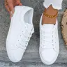 Stylish Women's Casual Sneakers, PU Leather With Lace for All Seasons, Rubber Sole, Korean Fashion White Shoes, Casual Footwear