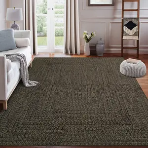 GARVEE Washable Rugs 8x10 Rug Modern Printed Rug for Living Room Bedroom Contemporary Distressed Office Rug Low Pile Neutral Soft Nursery Rug Rug Non Slip Farmhouse Floor Cover Brown