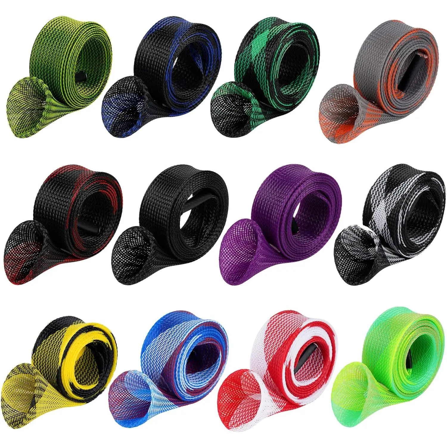 12 count Rod Sock Fishing Rod Sleeve, Cover Braided Mesh Rod Protector Pole Gloves Fishing Tools. Flat or Pointed End/Spinning or Casting Rods. for Casting Sea Fishing Rod/Spinning Fishing Rod