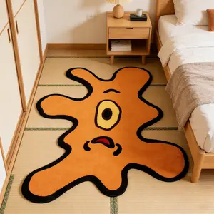 Unusual Blue Monster Print Carpet Rug, Washable Easy Clean Plush Mat for Living Room Bedroom Sofa Coffee Table Wardrobe Study Bedside Hotel