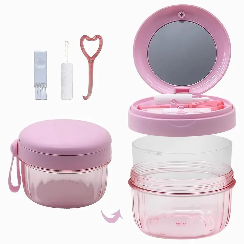 Denture Case, Leak Denture Bath Cup for Travel, Large Denture