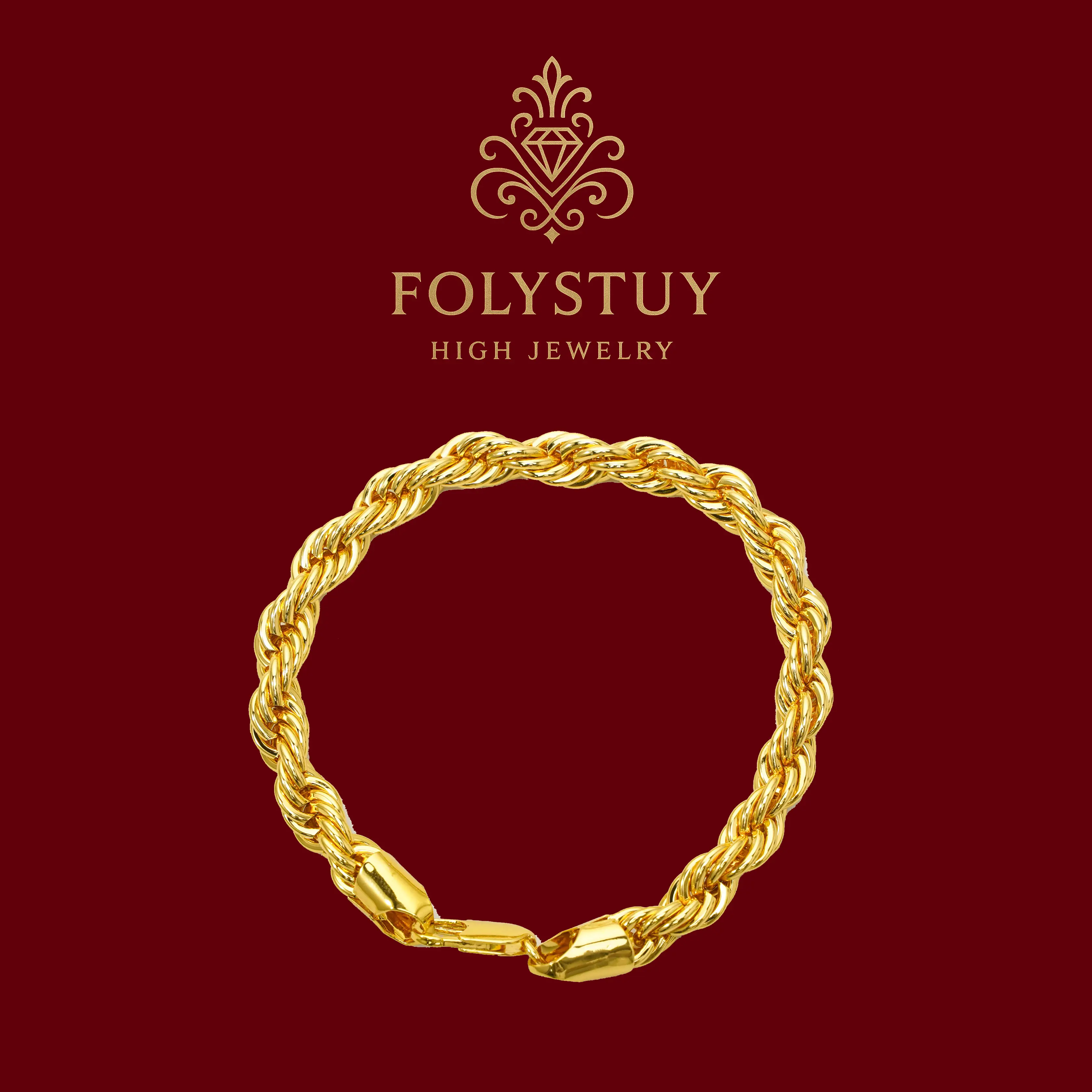8mm - Wide, 9IN - Long 【FOLYSTUY(W164)】Twisted Rope - Style Hand Chain: A Chic and Eye - Catching Jewelry Piece