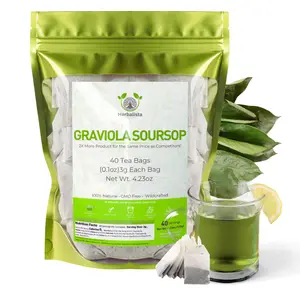 Herbalista -  VIRAL Soursop Graviola Leaf 40 Tea bags 3g/Bag - Net Wt 4.2oz (2x the Product per Bag) | 100% Pure Guanabana Leaves | Sugar-Free, Caffeine-Free, Gluten-Free | Hoja de Guanabana.