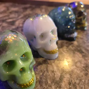 Gothic Skulls Desk Shelve Decor 2.25” Decorative Accessory for Gothic Lovers Handmade from Resin