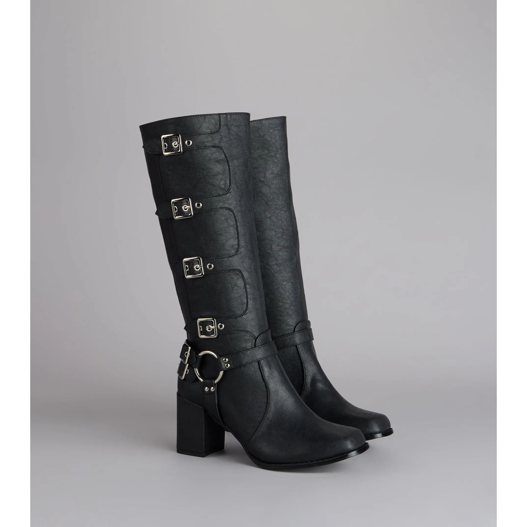 City Rebel Energy Quad Buckle Block Heel Boots City Rebel Energy Quad Buckle Block Heel Boots