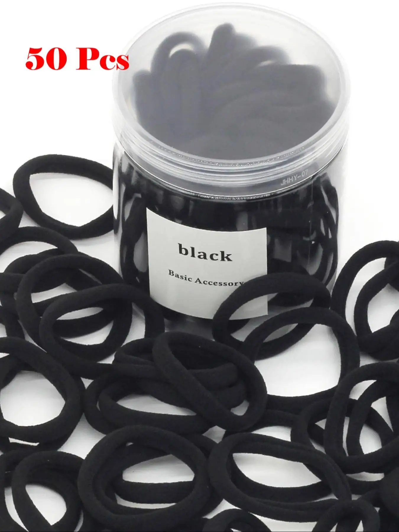 Women's Casual Solid Color Stretchy Hair Ties, 50pcs/set Minimalist Elastic Ponytail Holders, All-match Black Hair Accessories for Women & Girls