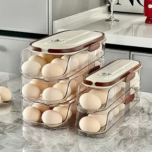 Automatic Egg Storage Box with Rolling Replenishment System Triple Layer Double Row Design Anti Collision Protection Space Saving Refrigerator Organizer for Fresh Eggs
