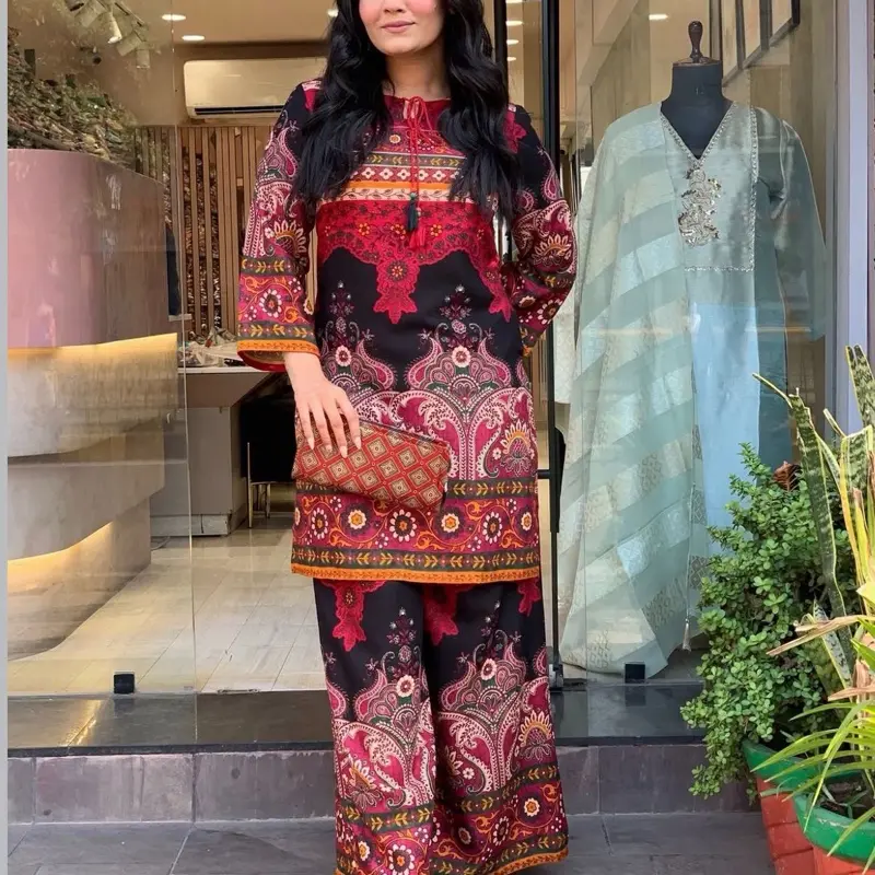 Casual 2-Piece Cord Set - Rayon Fabric Designer Festive Wear Top & Pant with Digital Print (Sizes: 38, 40, 42, 44, 46)