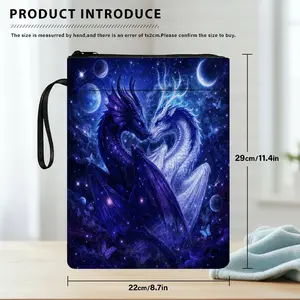 1PC Dragon Galaxy Night Print Book Cover with Zipper Closure - Book Protector & Storage Bag, Front Pocket for Students, Teachers, Office Supplies.