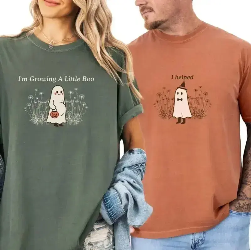 Halloween Pregnancy Announcement Shirt, Funny Ghost Mom Maternity Tee, Cute Couple Halloween Shirt, Spooky Baby Reveal Gift for Mom & Dad
