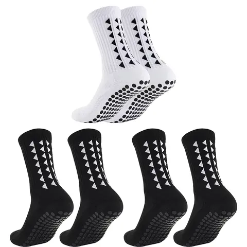 Diuhabo 3 Pairs Men's Soccer Socks Grip Pads Non Slip Football Baseball Soccer Socks for Men Women