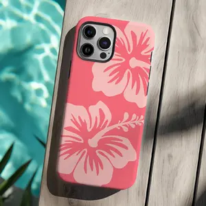 Pink Hibiscus Phone Case, Summer Phone Cover,for iPhone 17 16 15 14 13 12 11 Pro Max Plus & Samsung Galaxy S26 S25 S24 S23 S22 Ultra