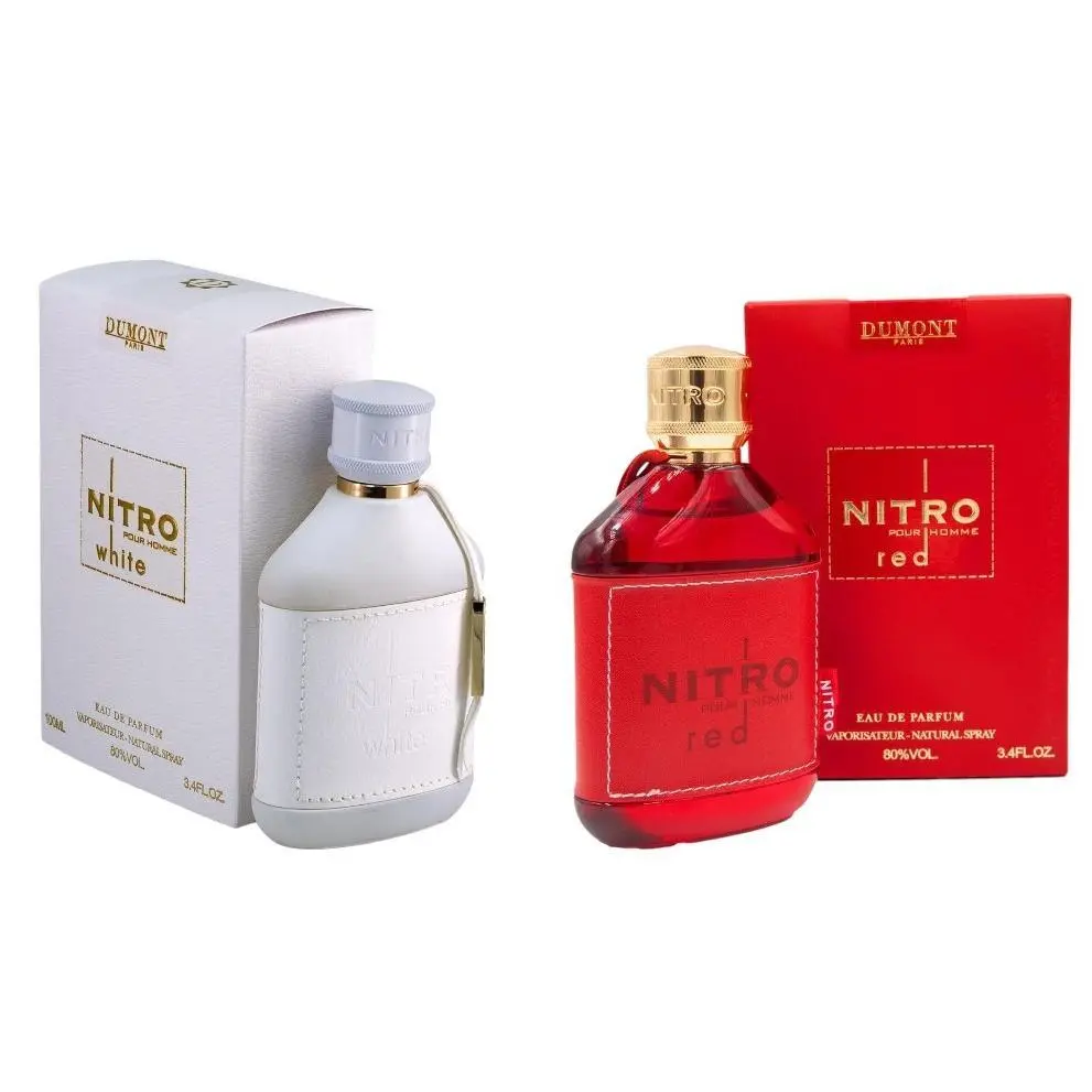 Oudlash Bundle | Dumont Men's Nitro Red + Nitro White EDP | 3.4 oz (100 ml) Per Bottle | EDP | Spicy Woody, Woody Amber, Citrus