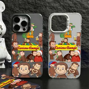 junk phone case for iPhone 17 16 15 14 17AIR 16E 13 12 11 Pro/Pro Max XS /7/8/plus/FE XR/X/XSMAX Curious George And Drop Proof shockproof and non-slip Cute Monkey phone cover Metal Phone Cases Gifts for good friends